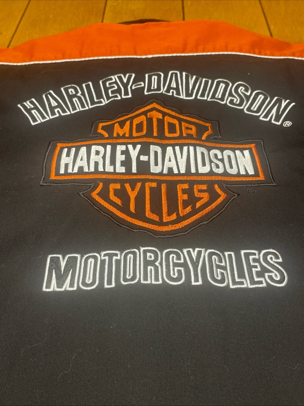 Harley-Davidson Black and Orange Logo Jacket Back Panel